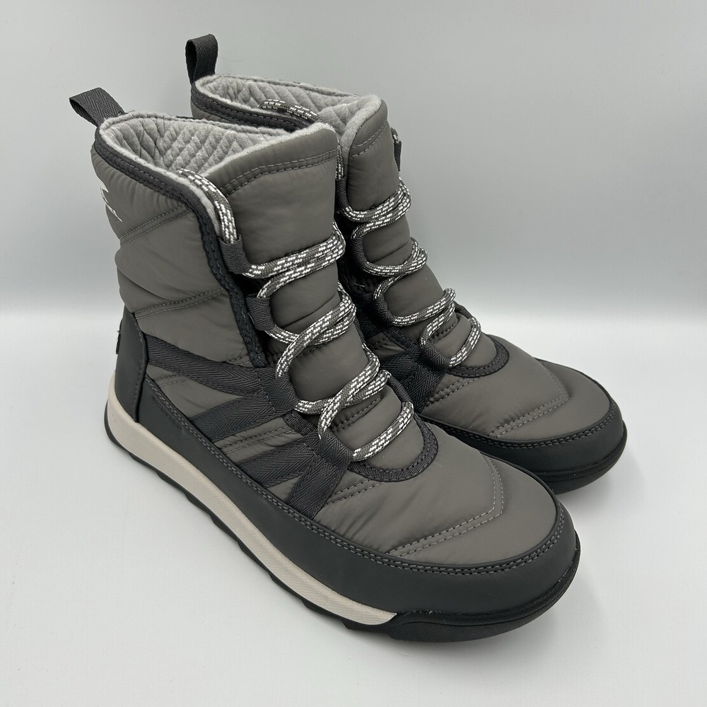 SOREL Whitney II Short Lace Gray Waterproof Winter Lace Booties‎ Women's US 7